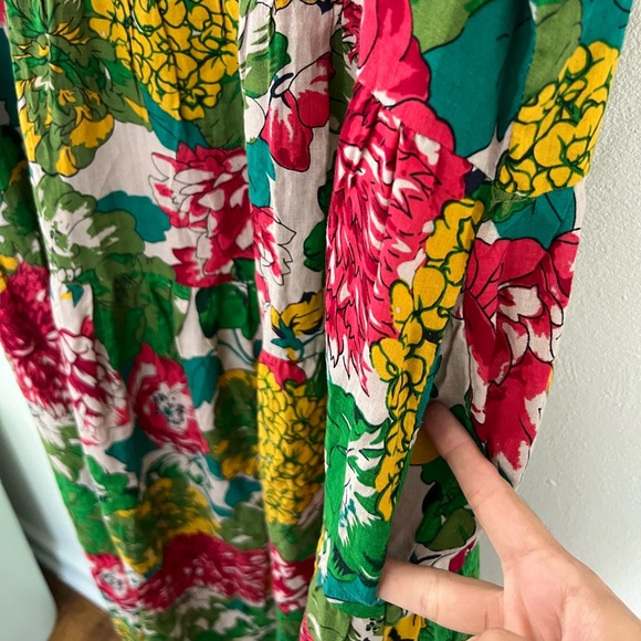 Beautiful 100% Cotton Yesno Colorful Floral Print Flowy Modest Maxi Dress - Picture 7 of 10